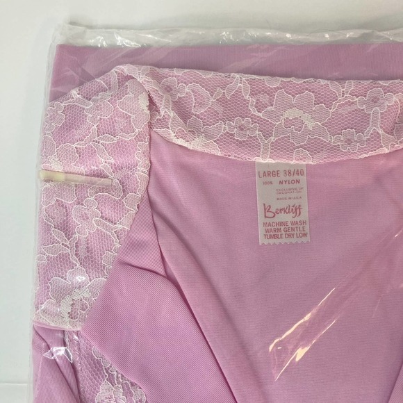 DEADSTOCK Berkliff 100% Nylon The Ginger Long Gown Nightgown Size L 38/40 Pink - Picture 5 of 14